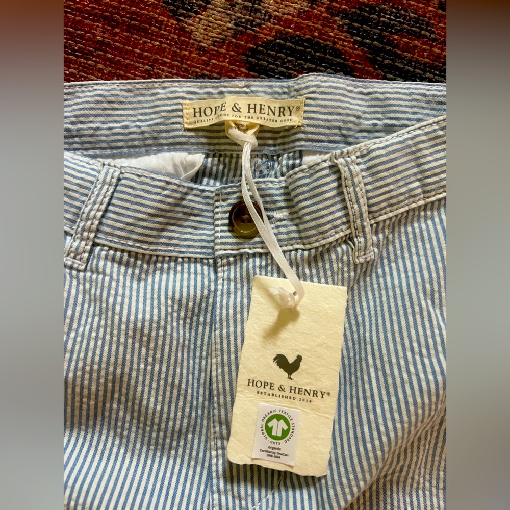 hope & Henry Organic seersucker pants NWT